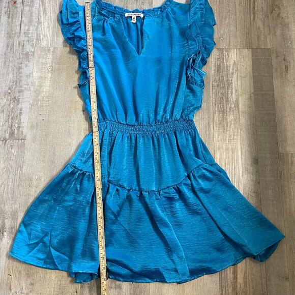Steve Madden Prairie Dreams Satin Dress Size Medium Aruba Blue - Picture 8 of 12